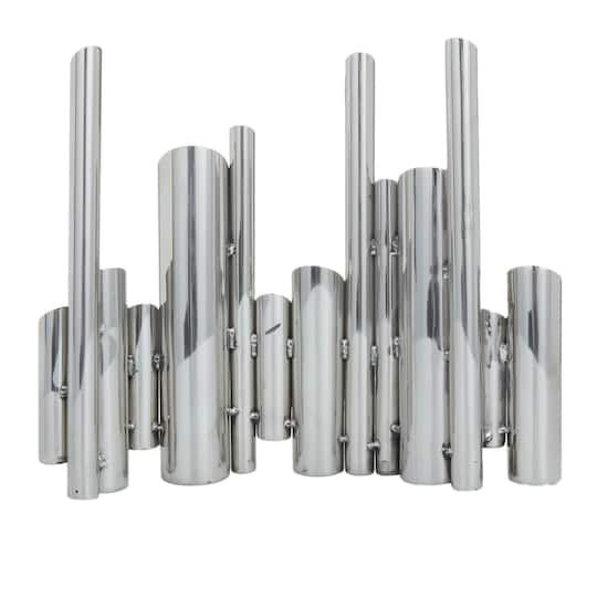 CosmoLiving by Cosmopolitan Silver Stainless Steel Contemporary Vase, 12" x 14" x 4"